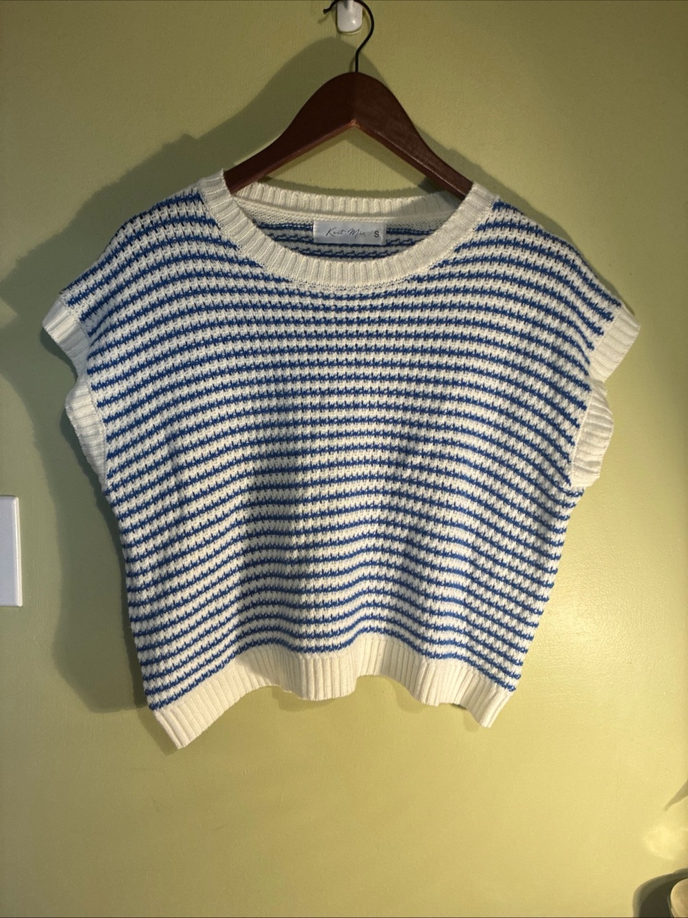 Knot Mix Striped Blue & White Crewneck Sweater Vest